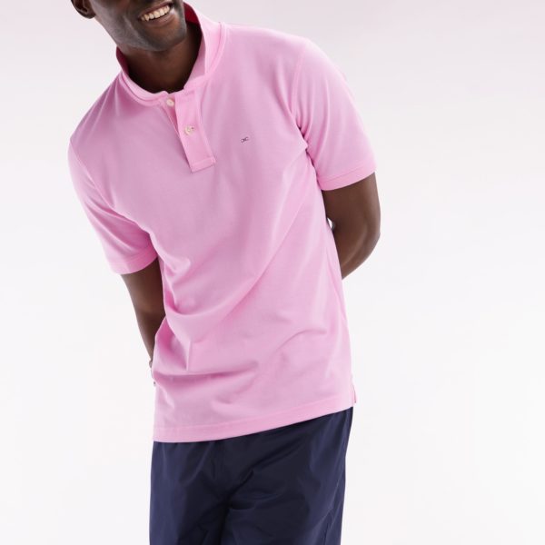 Polo À Manches Courtes Uni En Coton Pima Rose Coupe Droite Eden Park