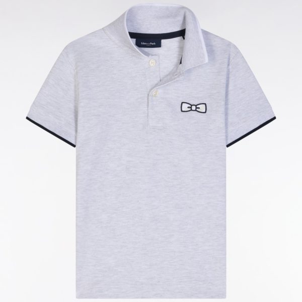 Polo À Manches Courtes En Coton Gris Coupe Droite Eden Park