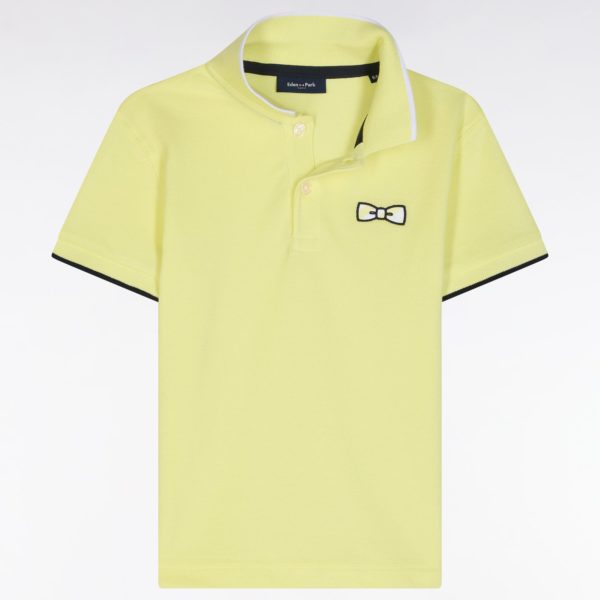 Polo À Manches Courtes En Coton Jaune Coupe Droite Eden Park