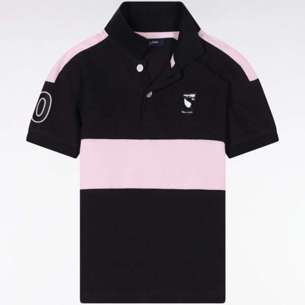 Polo New Zealand En Piqué De Coton Noir Et Rose Coupe Droite Eden Park