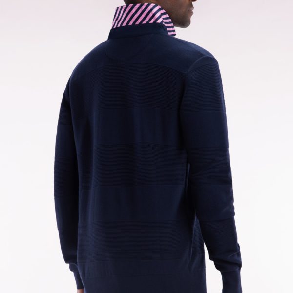 Pull Col Maillot En Coton Marine Détails Cerclés Coupe Droite Eden Park