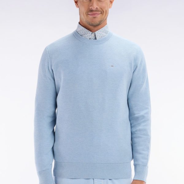 Pull Col Rond En Coton Nid D’abeille Ciel Coupe Droite Eden Park