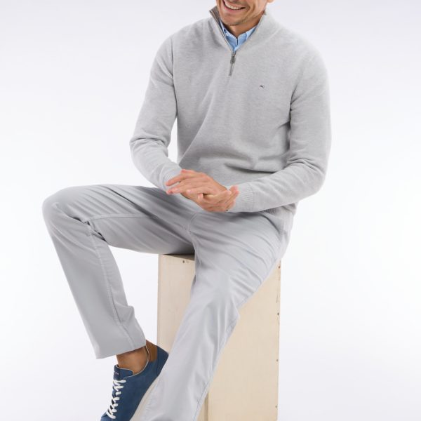 Pull Col Camionneur En Coton Nid D’abeille Gris Coupe Droite Eden Park