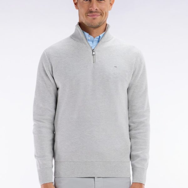 Pull Col Camionneur En Coton Nid D’abeille Gris Coupe Droite Eden Park