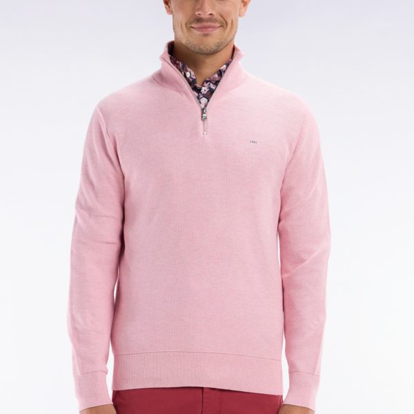 Pull Col Camionneur En Coton Nid D’abeille Rose Coupe Droite Eden Park