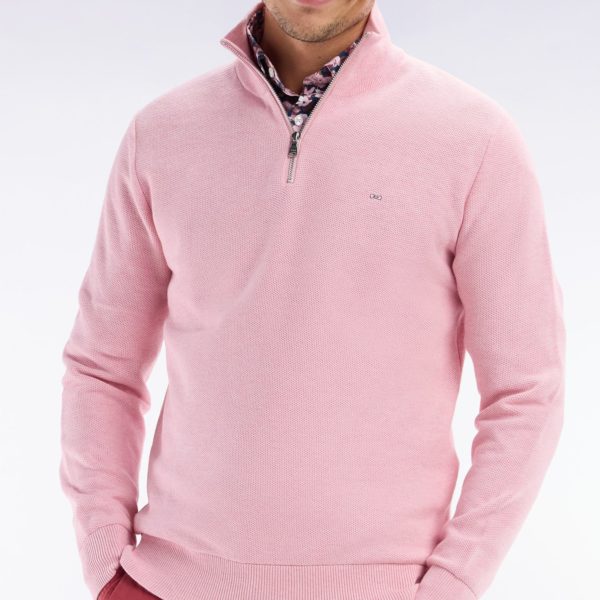 Pull Col Camionneur En Coton Nid D’abeille Rose Coupe Droite Eden Park