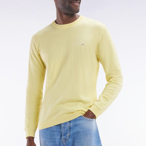 Pull Col Rond En Coton Et Soie Mélangés Ivoire Coupe Droite Eden Park