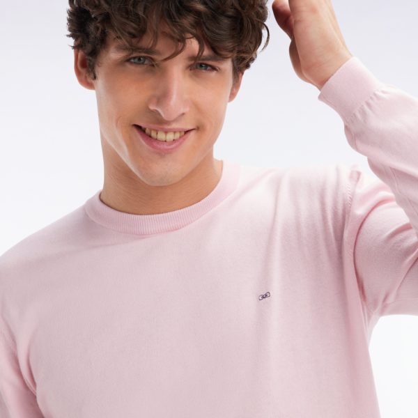 Pull Col Rond En Coton Et Soie Mélangés Rose Coupe Droite Eden Park