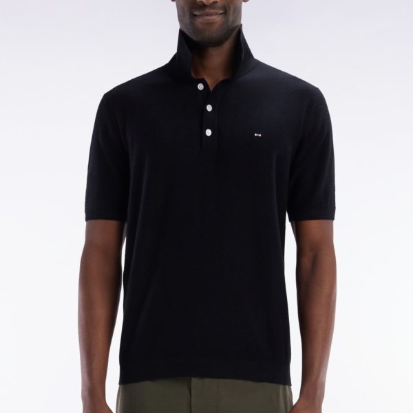 Pull Sans Manches À Col Polo Noir Coupe Droite Eden Park