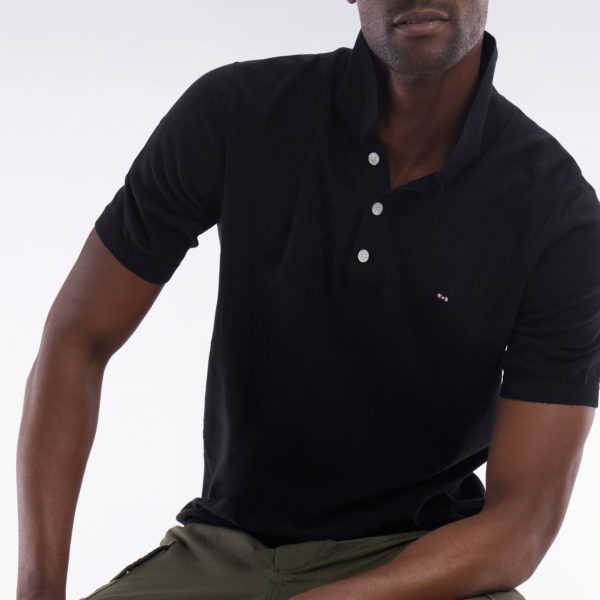 Pull Sans Manches À Col Polo Noir Coupe Droite Eden Park