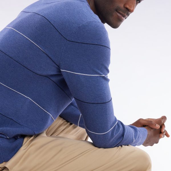 Pull Col Rond Cerclé En Coton Bleu Eden Park