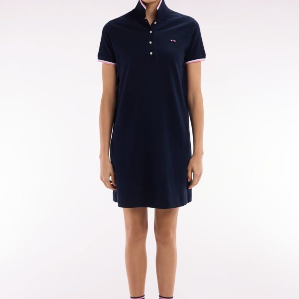 Robe Maillot En Coton Marine À Détails Tricolores Eden Park