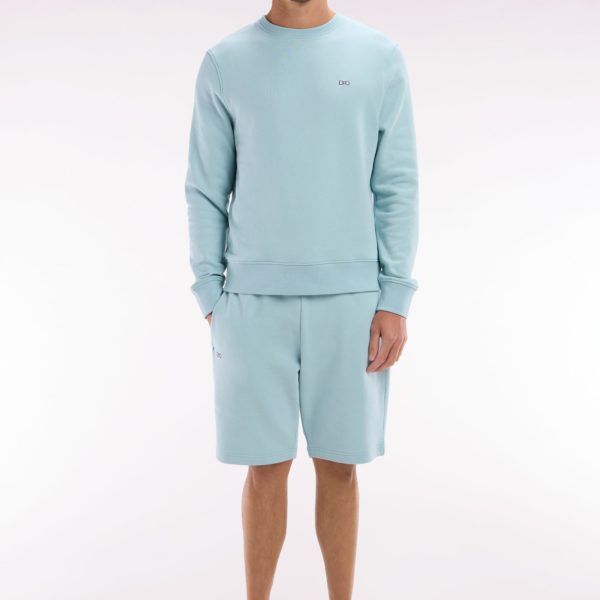Short En Molleton Coton Vert D’eau Coupe Droite Eden Park