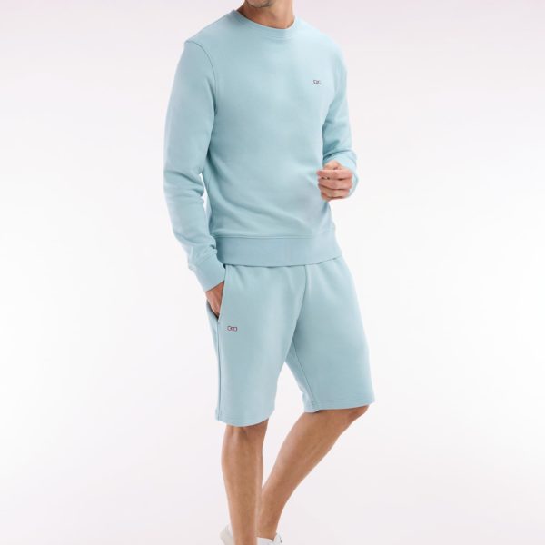 Short En Molleton Coton Vert D’eau Coupe Droite Eden Park