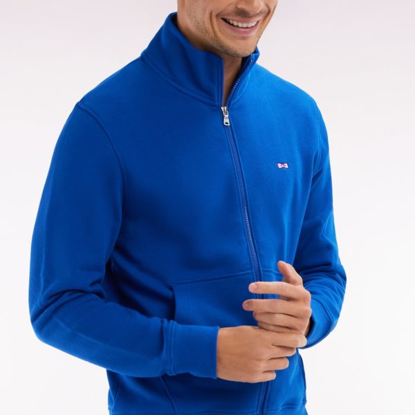 Sweatshirt Zippé En Coton Bleu Foncé Coupe Droite Eden Park
