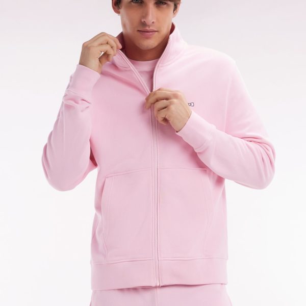 Sweatshirt Zippé En Coton Rose Coupe Droite Eden Park