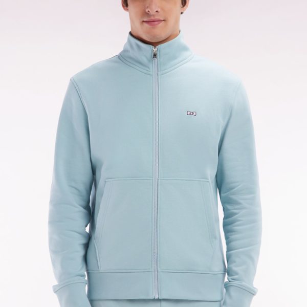 Sweatshirt Zippé En Coton Vert D’eau Coupe Droite Eden Park
