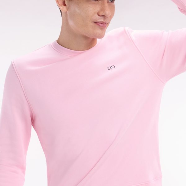 Sweatshirt En Molleton Coton Rose Coupe Droite Et Col Rond Eden Park