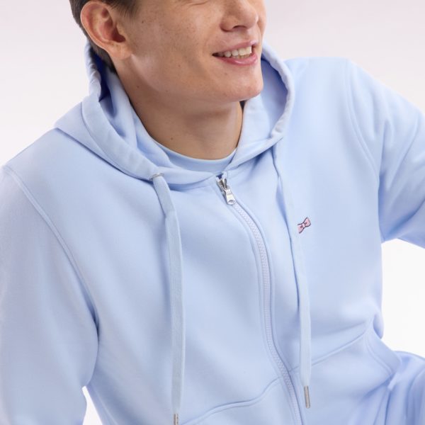 Sweatshirt Zippé En Molleton Coton Ciel Coupe Droite Eden Park