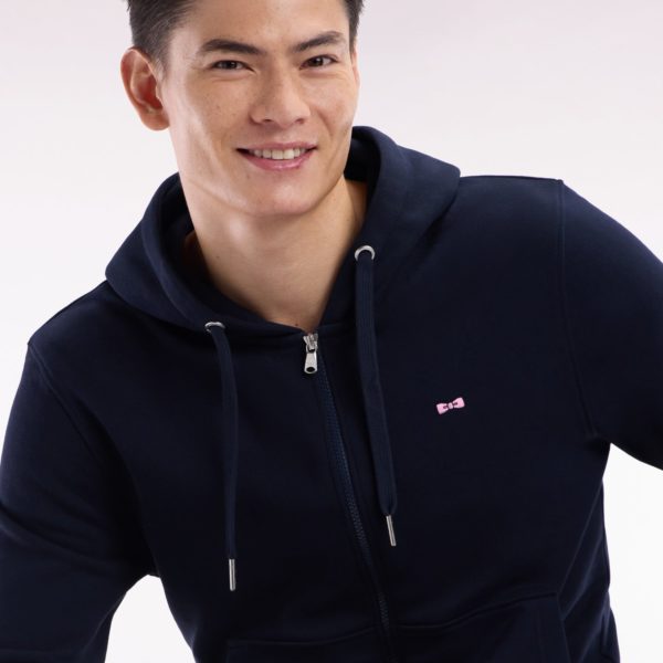 Sweatshirt Zippé En Molleton Coton Marine Coupe Droite Eden Park