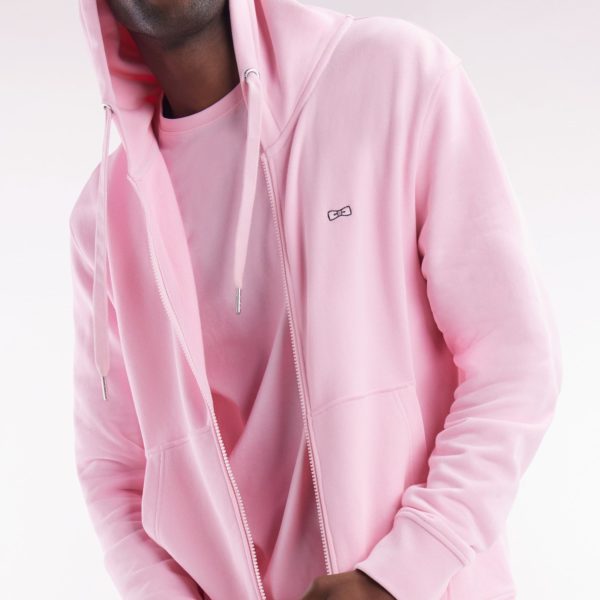 Sweatshirt Zippé En Molleton Coton Rose Coupe Droite Eden Park