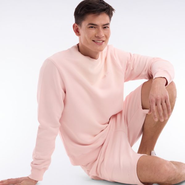 Sweatshirt Surteint À Col Rond En Molleton Coton Rose Pâle Coupe Décontractée Eden Park