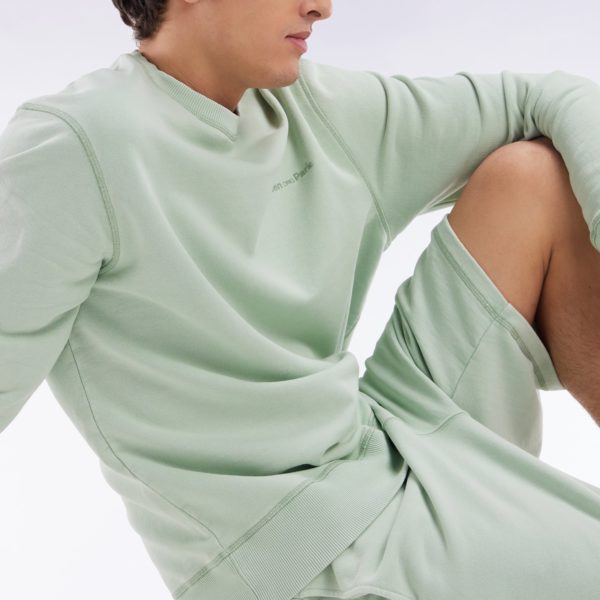 Sweatshirt Surteint À Col Rond En Molleton Coton Vert D’eau Coupe Décontractée Eden Park