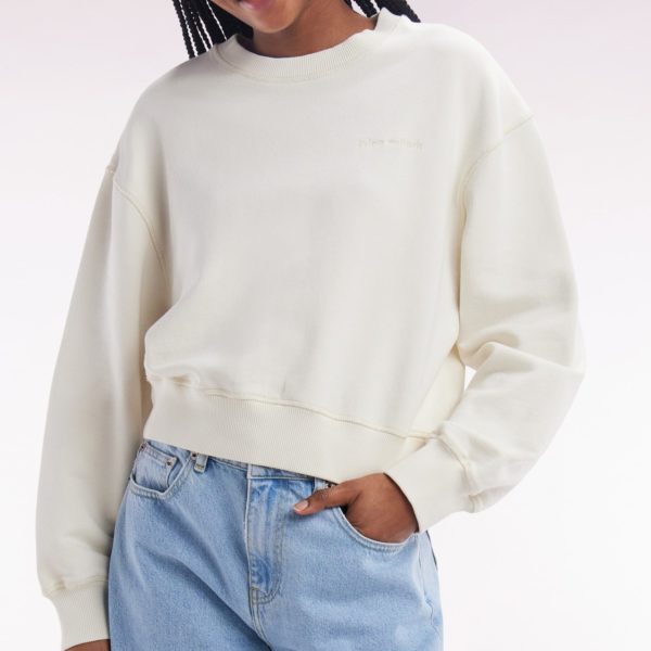 Sweatshirt En Coton Beige Coupe Décontractée Courte Eden Park
