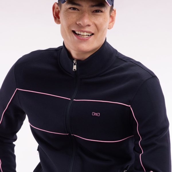 Sweatshirt Zippé En Coton Interlock Bleu Coupe Droite Eden Park
