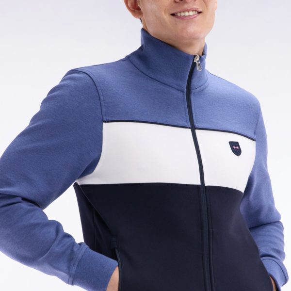Sweatshirt Zippé En Coton Interlock Bleu Foncé Coupe Droite Eden Park