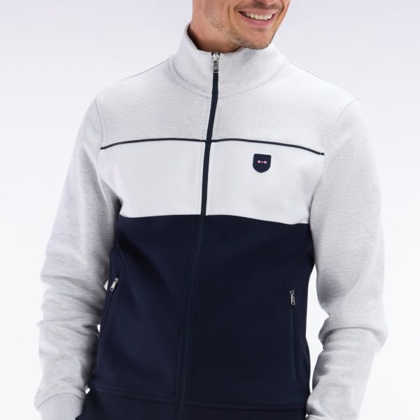 Sweatshirt Zippé En Coton Interlock Gris Coupe Droite Eden Park
