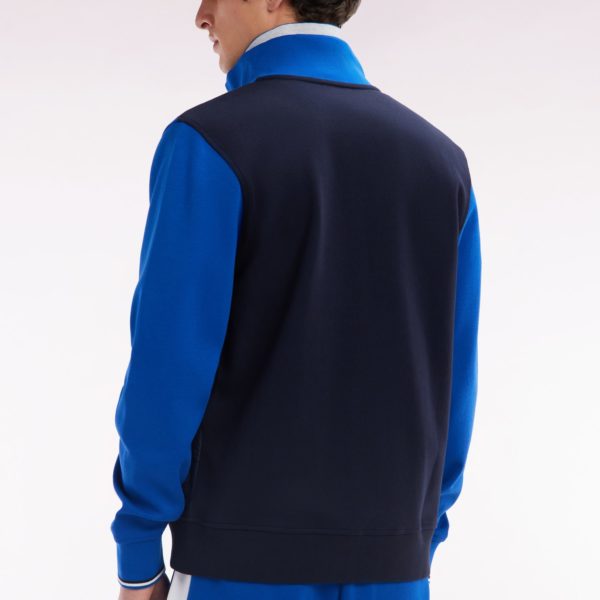 Sweatshirt Zippé Bimatière En Molleton Coton Stretch Marine Parmenture Matelassée Coupe Droite Eden Park
