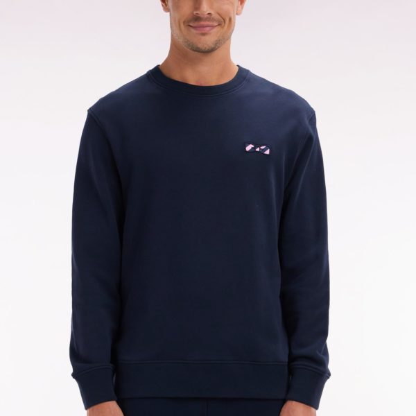 Sweatshirt À Col Rond En Molleton Coton Marine Eden Park