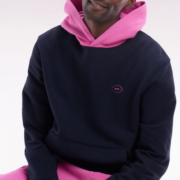 Sweatshirt En Molleton Coton Bicolore Rose Coupe Décontractée Eden Park
