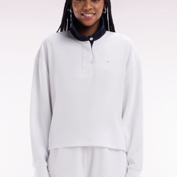 Sweatshirt À Col Maillot Marine En Coton Blanc Eden Park