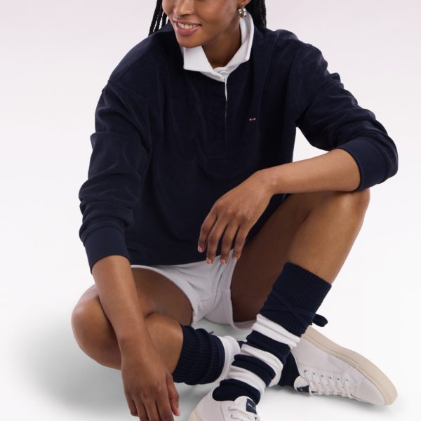 Sweatshirt À Col Maillot Blanc En Coton Marine Eden Park