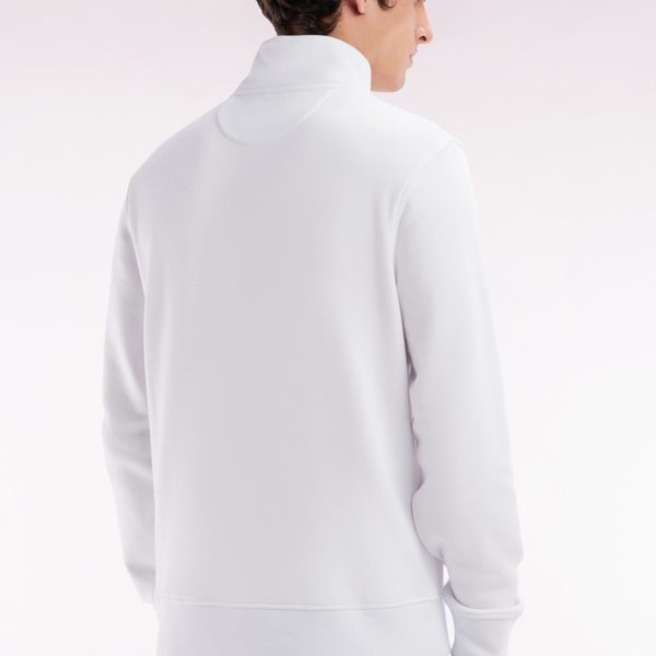 Sweatshirt À Col Zippé En Coton Blanc Coupe Droite Eden Park