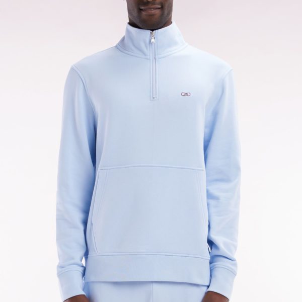 Sweatshirt À Col Zippé En Coton Ciel Coupe Droite Eden Park