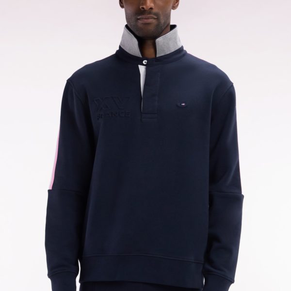 Sweatshirt À Col Maillot En Coton Marine Xv De France Coupe Droite Eden Park
