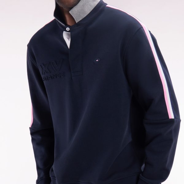 Sweatshirt À Col Maillot En Coton Marine Xv De France Coupe Droite Eden Park
