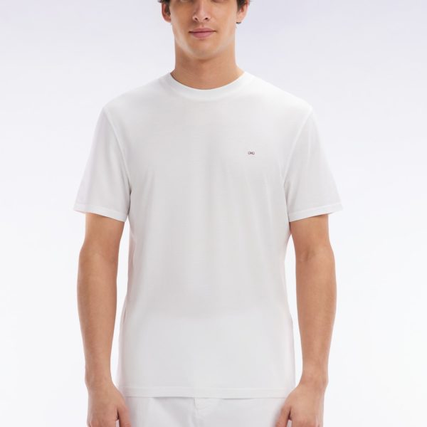 T-shirt Blanc Uni En Lyocell Et Coton Coupe Droite Eden Park