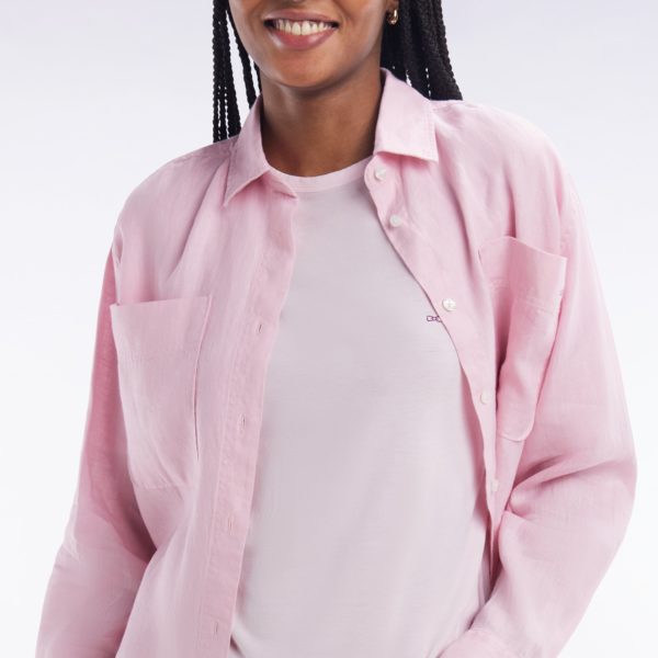 T-shirt Uni Rose Pâle En Lyocell Et Coton Coupe Droite Eden Park