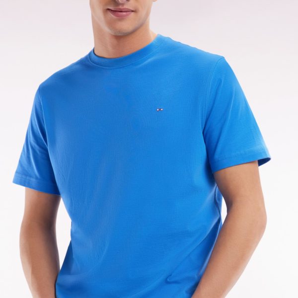 T-shirt En Coton Pima Bleu Broderie Dos Coupe Droite Eden Park