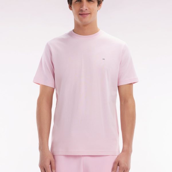 T-shirt En Coton Pima Rose Pâle Broderie Dos Coupe Droite Eden Park