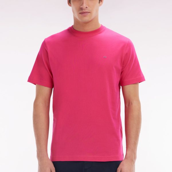 T-shirt En Coton Pima Fuchsia Broderie Dos Coupe Droite Eden Park
