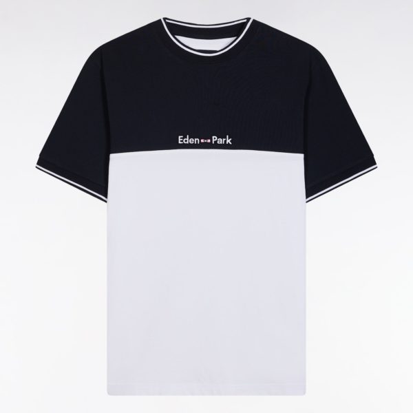 T-shirt Brodé En Coton Bicolore Blanc Coupe Droite Eden Park