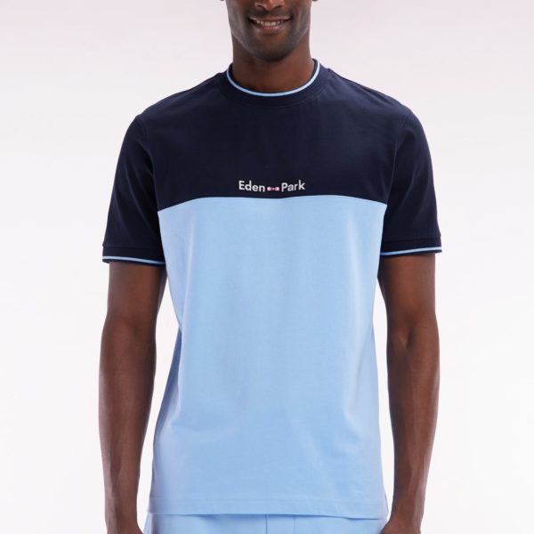 T-shirt Brodé En Coton Bicolore Ciel Coupe Droite Eden Park