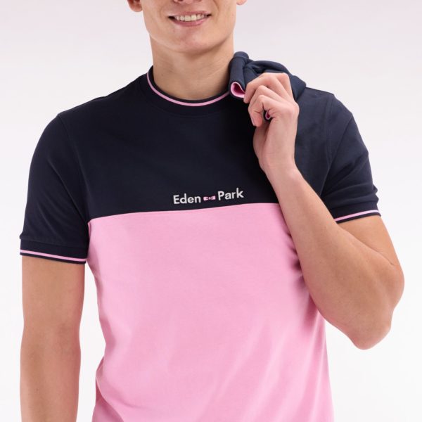 T-shirt Brodé En Coton Bicolore Rose Coupe Droite Eden Park