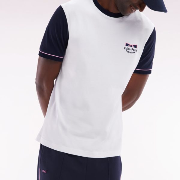 T-shirt Bicolore En Coton Blanc Broderie Eden Park French Flair Coupe Droite Eden Park