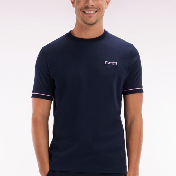 T-shirt Bicolore En Coton Marine Broderie Eden Park French Flair Coupe Droite Eden Park